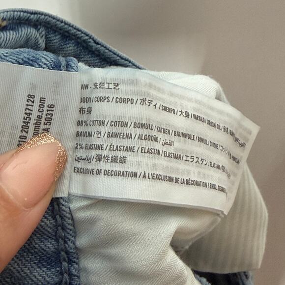 Hollister Ultra High Rise Dad Jeans Womens Size 31 Blue Denim Patchwork Stretch - Picture 9 of 9